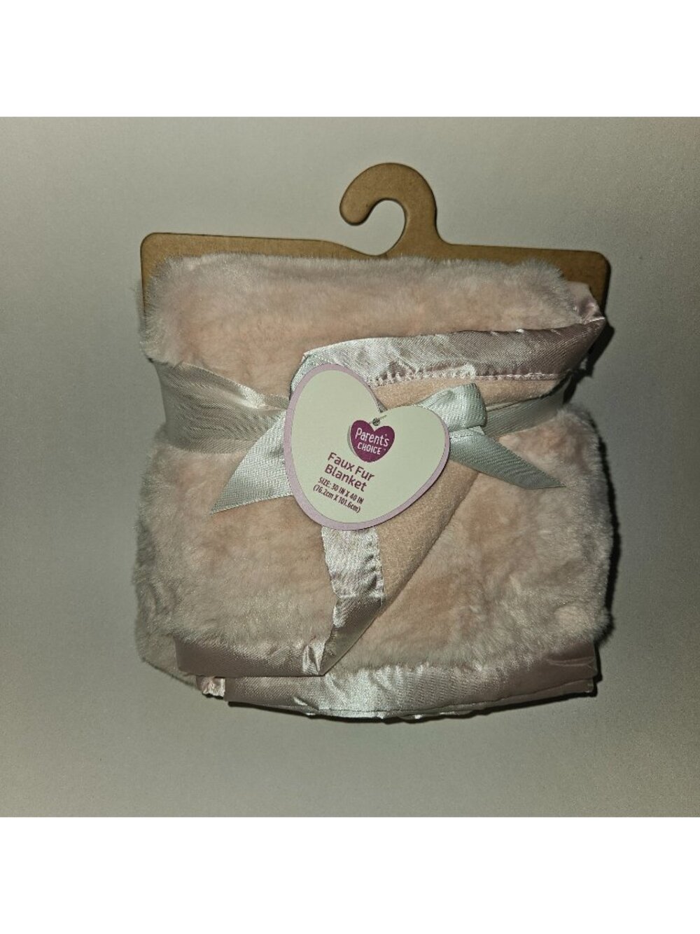 NEW Parent's Choice Pink Faux Fur Baby Blanket SOFT Fleece Satin Trim 30x40